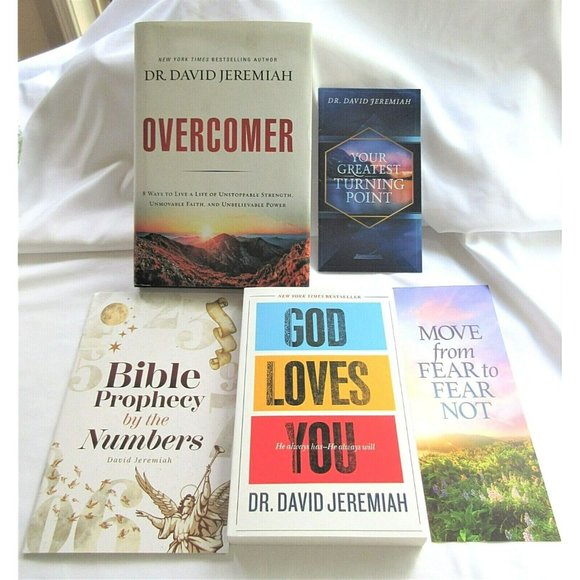 Lot Of 5 David Jeremiah 2 Books, Bible Prophecy, Leaflet, Bookmark ~ New & Used - Picture 1 of 11